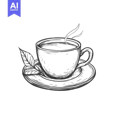 Popular premium asset: Hand-Drawn Sketch of a Steaming Cup of Tea with a Leaf