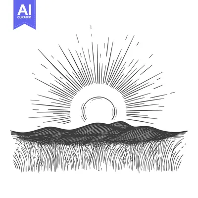 Popular premium asset: Hand-Drawn Sketch of a Sunrise Over Rolling Hills