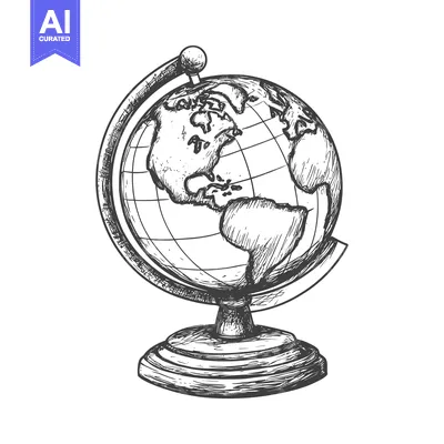 Hand-Drawn Sketch of a Traditional Globe on a Stand