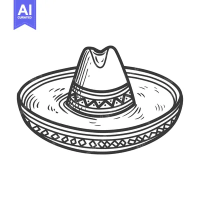 Aset premium populer: Hand-Drawn Sketch of a Traditional Mexican Sombrero