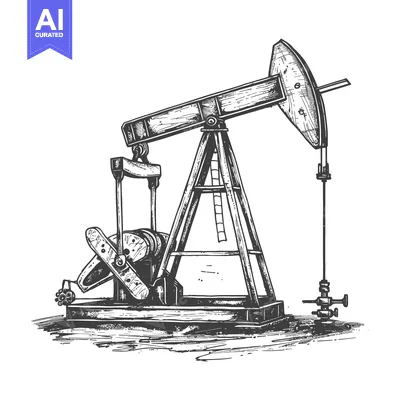 Hand-Drawn Sketch of a Traditional Oil Pump Jack