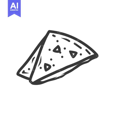 Aset desain premium: Hand-Drawn Sketch of a Triangular Food Item with Dots