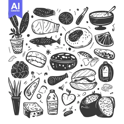 Popular premium asset: Hand-Drawn Sketch of a Variety of Food Items