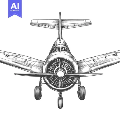 Popular premium asset: Hand-Drawn Sketch of a Vintage Airplane's Front View