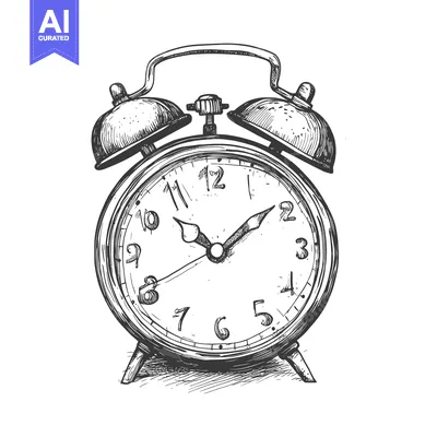 Hand-drawn Sketch of a Vintage Alarm Clock