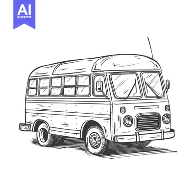 Popular premium asset: Hand-Drawn Sketch of a Vintage Bus with Detailed Features