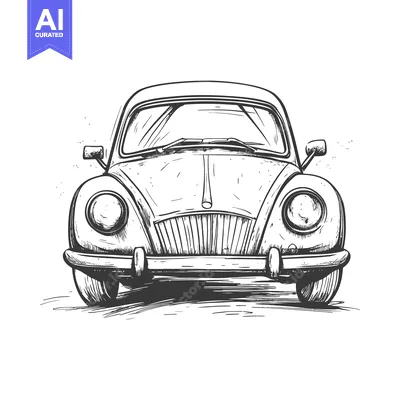 Popular premium asset: Hand-drawn Sketch of a Vintage Car Front View