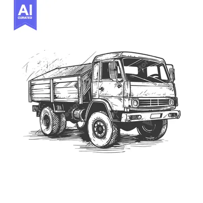 Popular premium asset: Hand-drawn Sketch of a Vintage Cargo Truck