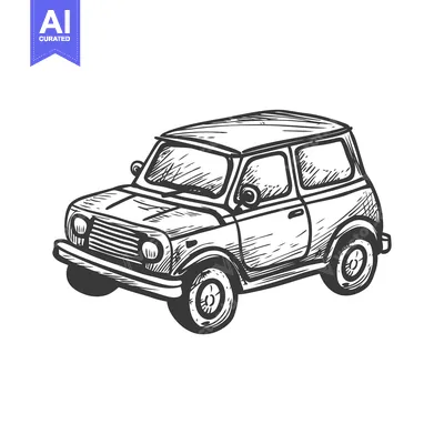 Premium design asset: Hand-drawn sketch of a vintage car with a detailed design