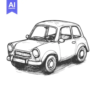 Aset premium populer: Hand-Drawn Sketch of a Vintage Compact Car