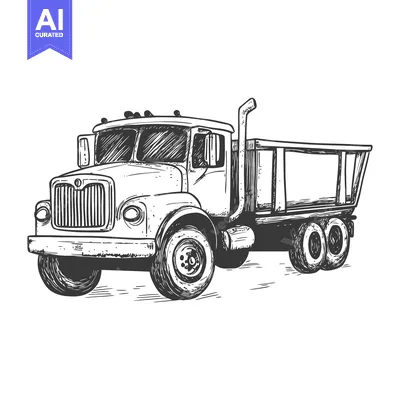 Aset premium populer: Hand-Drawn Sketch of a Vintage Dump Truck