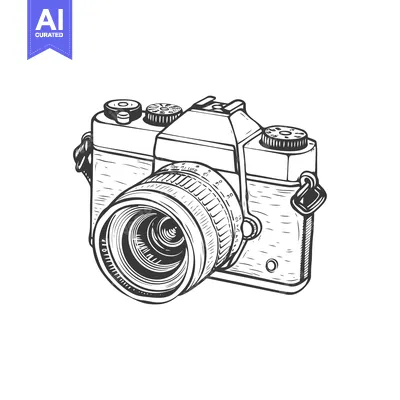 Aset premium populer: Hand-drawn Sketch of a Vintage Film Camera