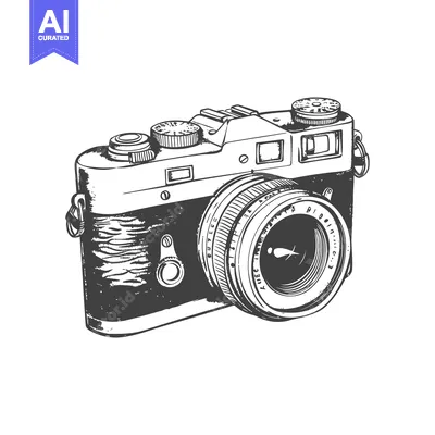Aset premium populer: Hand-drawn sketch of a vintage film camera