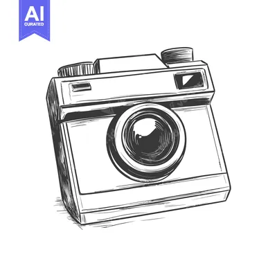 Aset premium populer: Hand-drawn Sketch of a Vintage Film Camera