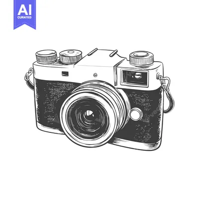 Aset premium populer: Hand-drawn Sketch of a Vintage Film Camera with a Lens