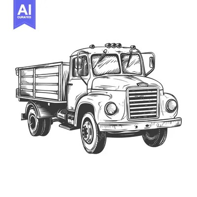 Premium design asset: Hand-drawn sketch of a vintage flatbed truck