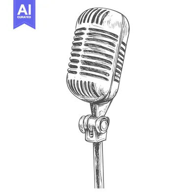 Aset desain premium: Hand-drawn Sketch of a Vintage Microphone