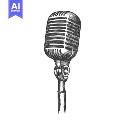Aset premium populer: Hand-Drawn Sketch of a Vintage Microphone