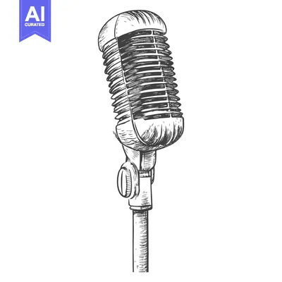 Popular premium asset: Hand-drawn Sketch of a Vintage Microphone on a Stand