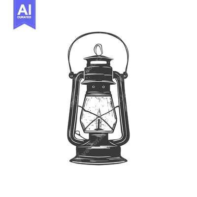 Aset desain premium: Hand-Drawn Sketch of a Vintage Oil Lamp