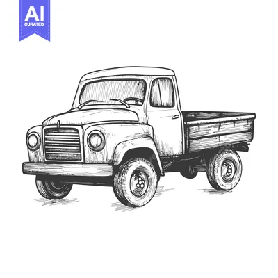 Hand-drawn Sketch of a Vintage Pickup Truck