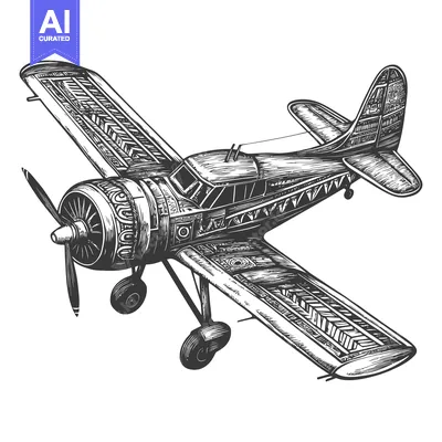 Popular premium asset: Hand-Drawn Sketch of a Vintage Propeller Airplane