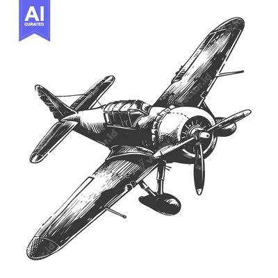 Hand-drawn Sketch of a Vintage Propeller Airplane