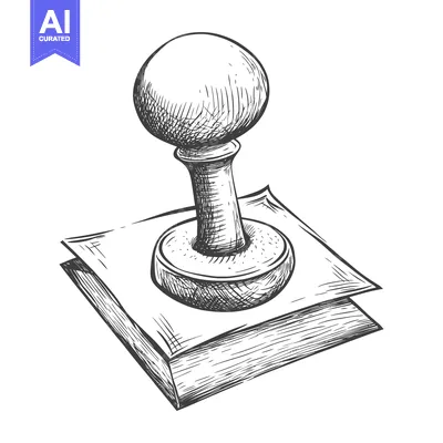 Popular premium asset: Hand-drawn sketch of a vintage rubber stamp