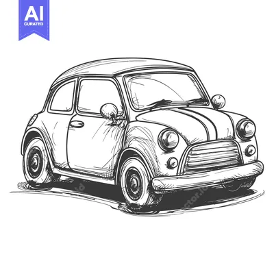 Premium design asset: Hand-Drawn Sketch of a Vintage Sedan Car