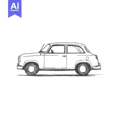 Aset premium populer: Hand-drawn Sketch of a Vintage Sedan Car