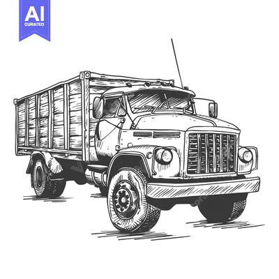 Popular premium asset: Hand-drawn Sketch of a Vintage Truck with Wooden Bed
