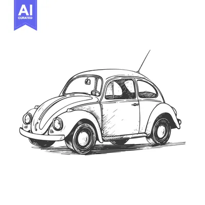 Popular premium asset: Hand-drawn Sketch of a Vintage Volkswagen Beetle Car