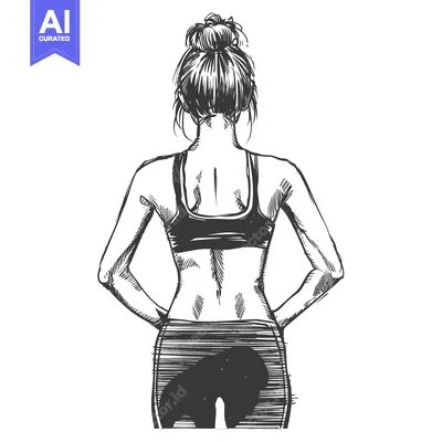 Hand-drawn sketch of a woman from behind in workout clothes