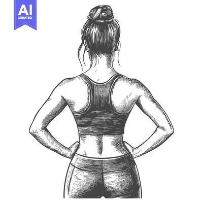 Hand-drawn Sketch of a Woman in a Sports Bra and Leggings from Behind