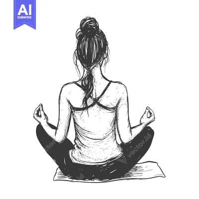 Hand-Drawn Sketch of a Woman in a Yoga Pose