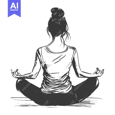 Aset desain premium: Hand-Drawn Sketch of a Woman in a Yoga Pose