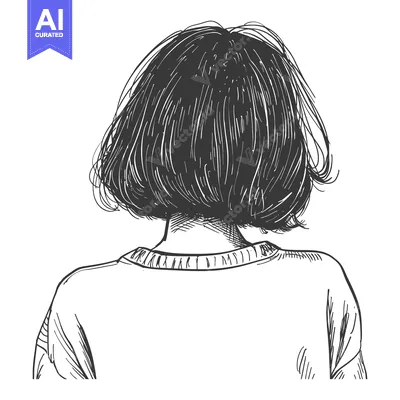 Premium design asset: Hand-Drawn Sketch of a Woman's Back with Short Hair