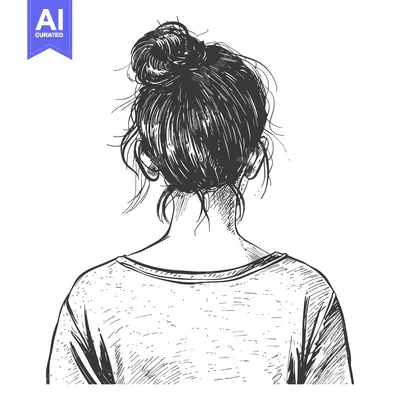 Aset premium populer: Hand-Drawn Sketch of a Woman with Hair in a Bun
