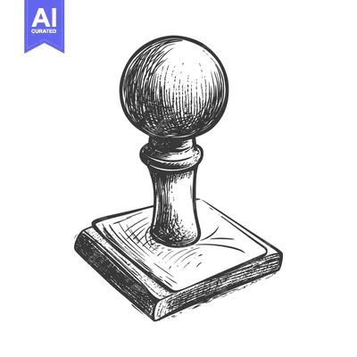 Premium design asset: Hand-Drawn Sketch of a Wooden Stamp with a Round Top
