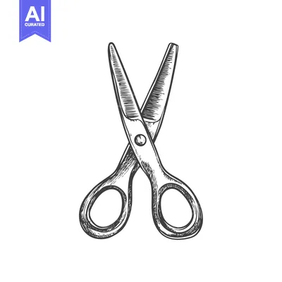Aset desain premium: Hand-Drawn Sketch of Closed Scissors