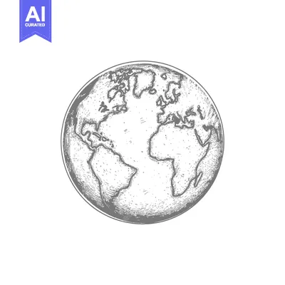 Premium design asset: Hand-Drawn Sketch of Earth with Continents