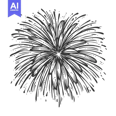 Aset desain premium: Hand-Drawn Sketch of Fireworks Explosion with Radial Lines