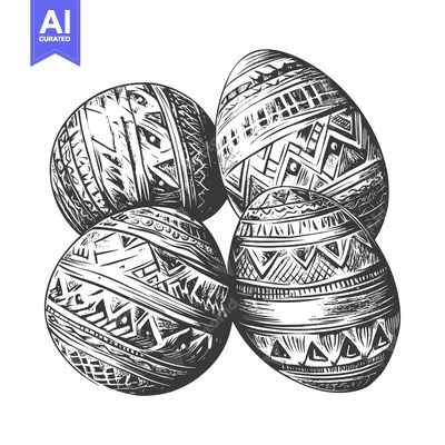 Aset desain premium: Hand-drawn Sketch of Four Ornate Eggs