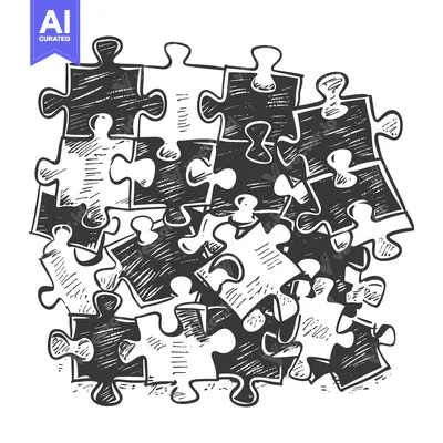Aset premium populer: Hand-drawn Sketch of Interlocking Puzzle Pieces