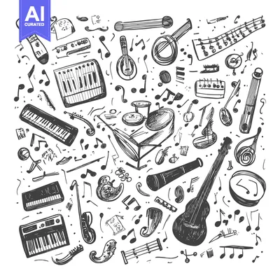 Popular premium asset: Hand-Drawn Sketch of Musical Instruments and Notes