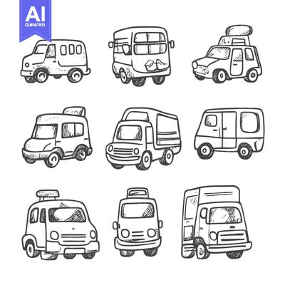 Popular premium asset: Hand-Drawn Sketch of Nine Different Vans and Trucks