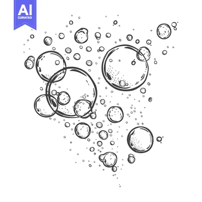 Aset premium populer: Hand-drawn sketch of numerous air bubbles in a liquid