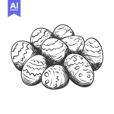 Aset desain premium: Hand-Drawn Sketch of Ornate Easter Eggs