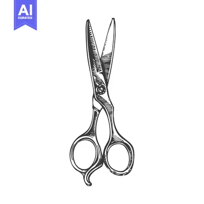 Aset desain premium: Hand-Drawn Sketch of Professional Hairdressing Scissors