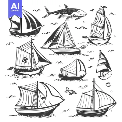Popular premium asset: Hand-drawn Sketch of Sailboats on the Ocean